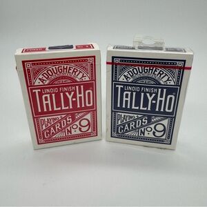 A Dougherty Linoid Finish Tally Ho Red and Blue Playing Cards